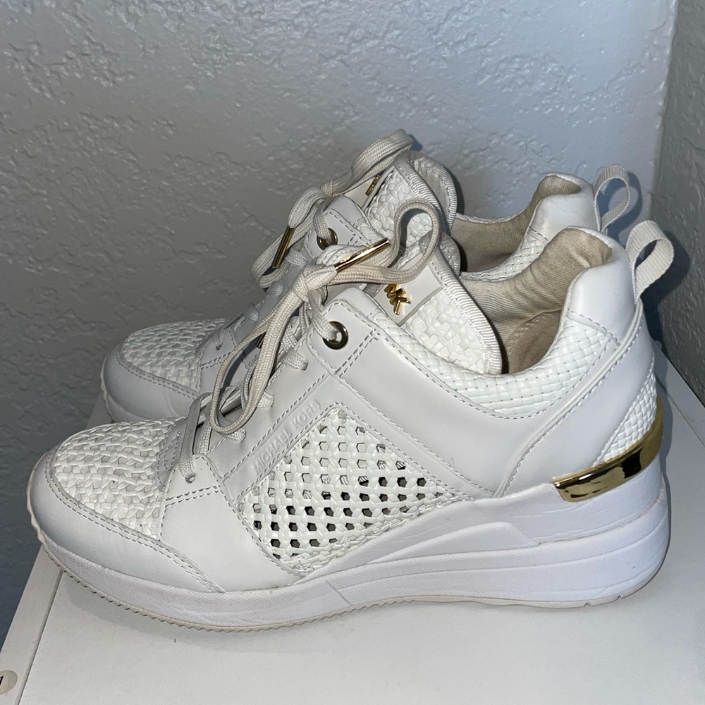 Michael Kors Georgie woven leather trainer